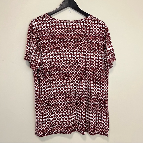 St. John Diamond Print Studded Beads Silk Blend Short Sleeve Top - Picture 8 of 15